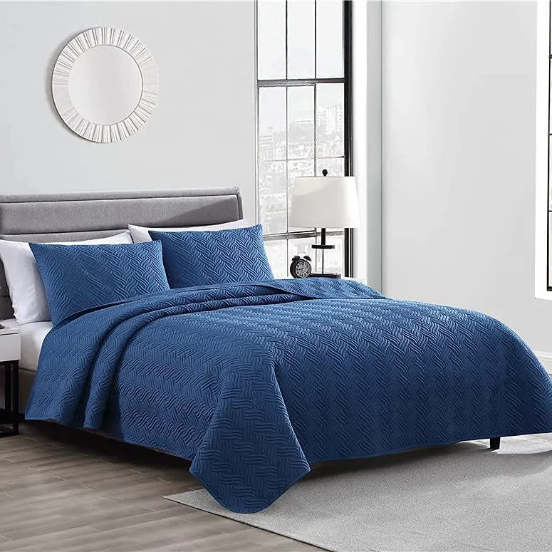 3-Piece Set: Embossed Quilted Comforter Set