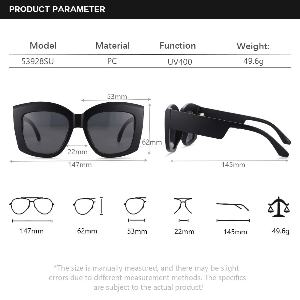 CCspace Women's Full Rim Oversized Square Resin Frame Sunglasses 53928