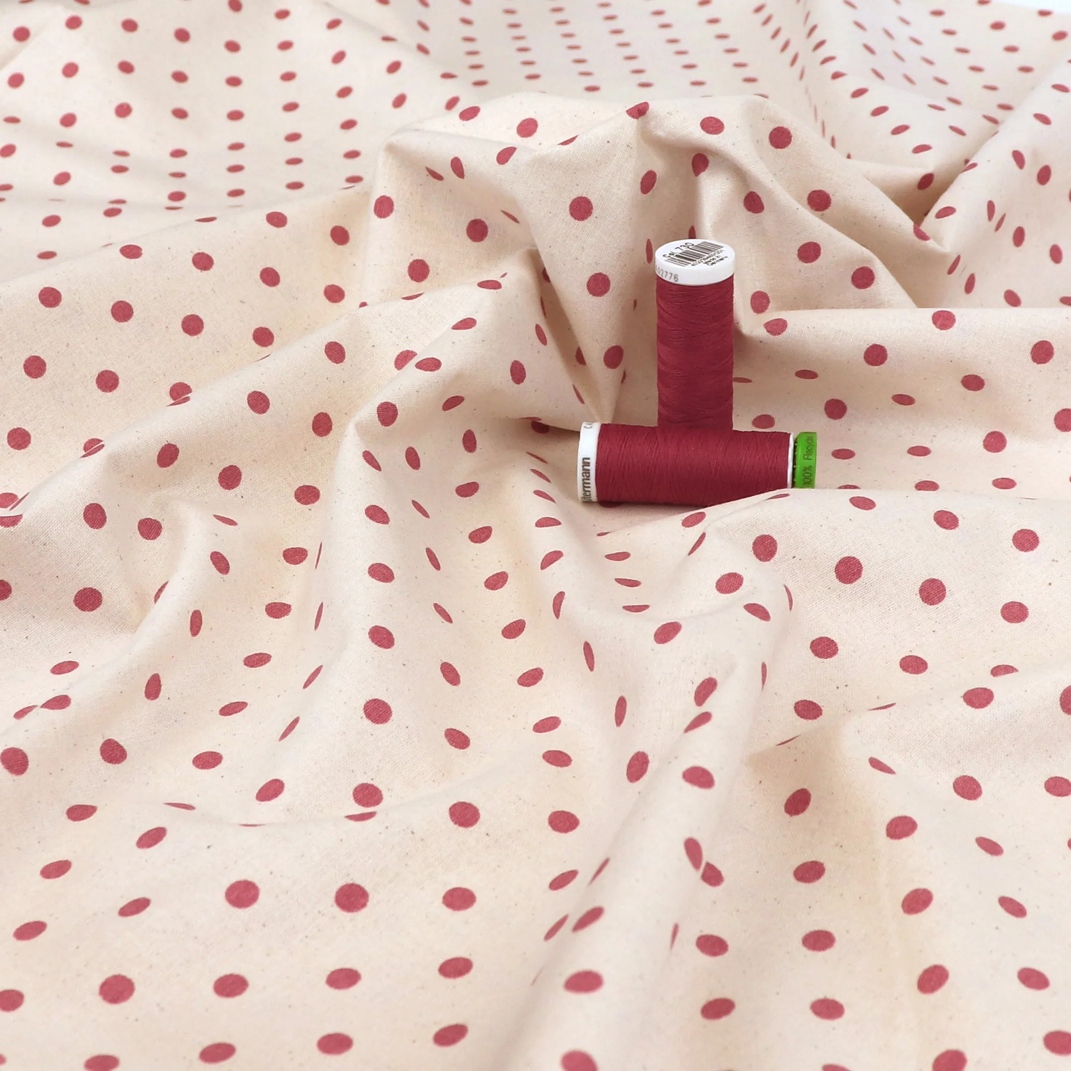 Cotton Shirting - Red Polka Dot