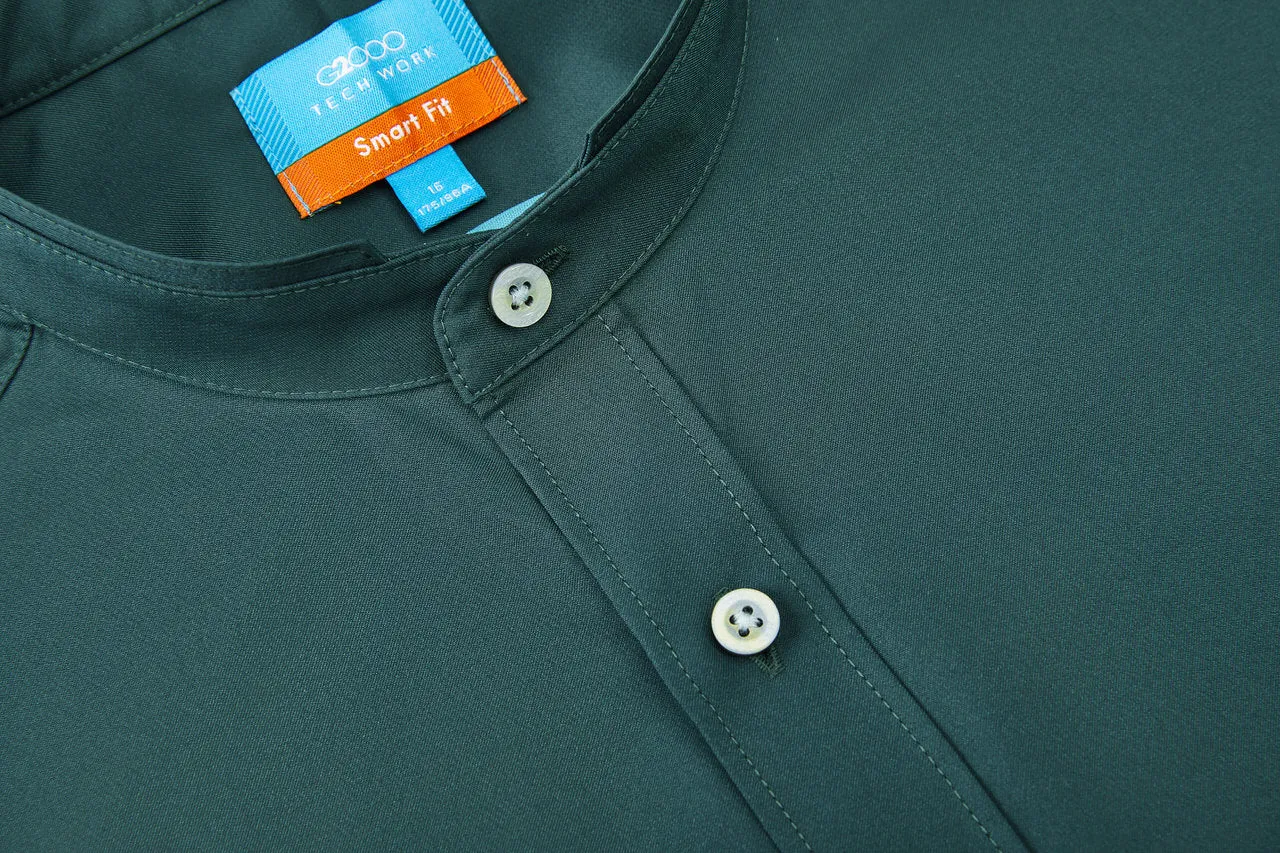 Dry Wicking Stand Collar Casual Shirt in Smart Fit Short Sleeve
