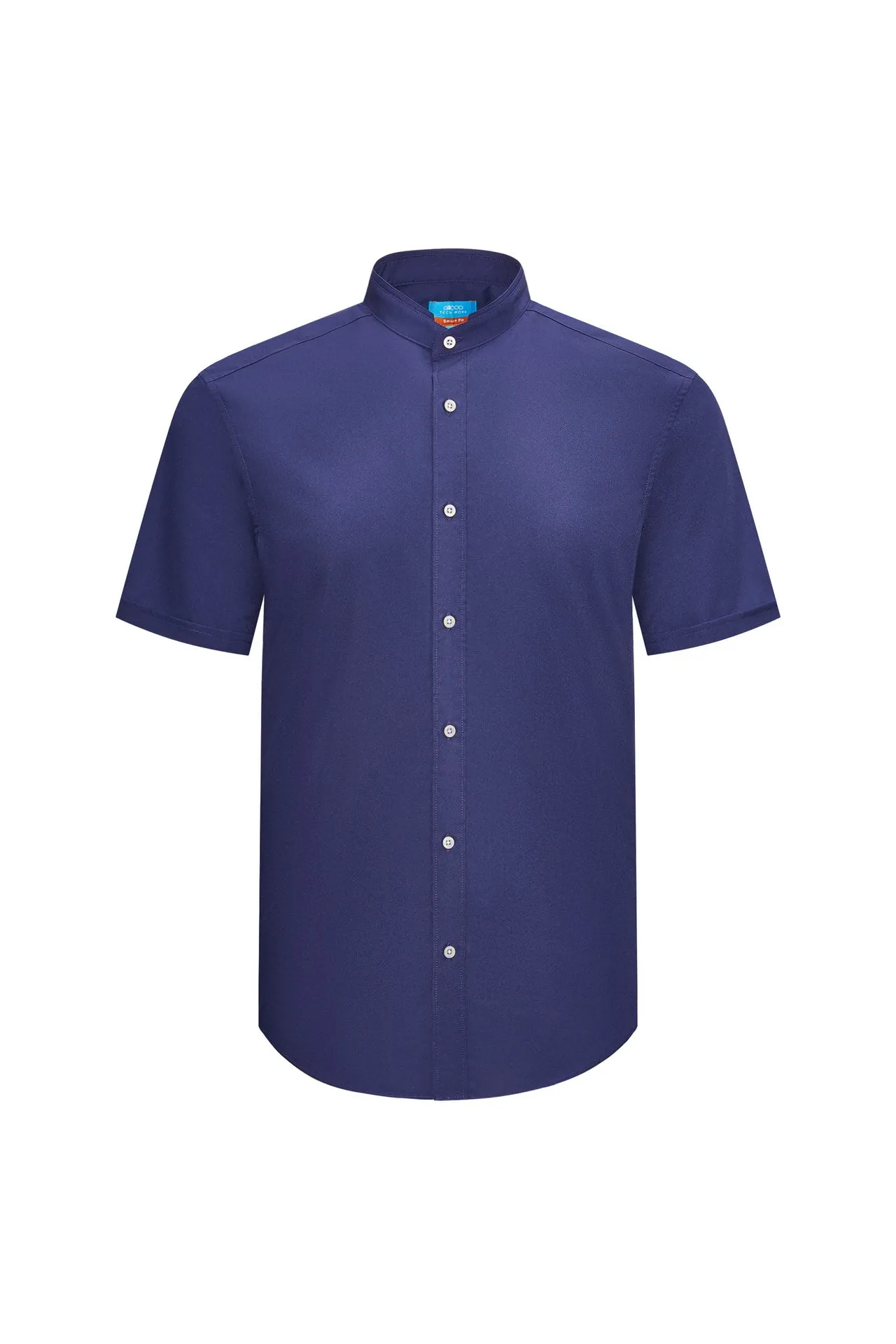 Dry Wicking Stand Collar Casual Shirt in Smart Fit Short Sleeve