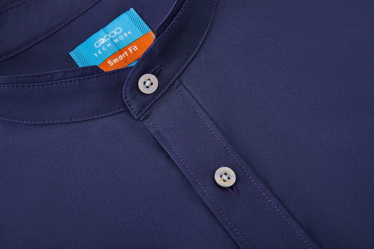 Dry Wicking Stand Collar Casual Shirt in Smart Fit Short Sleeve