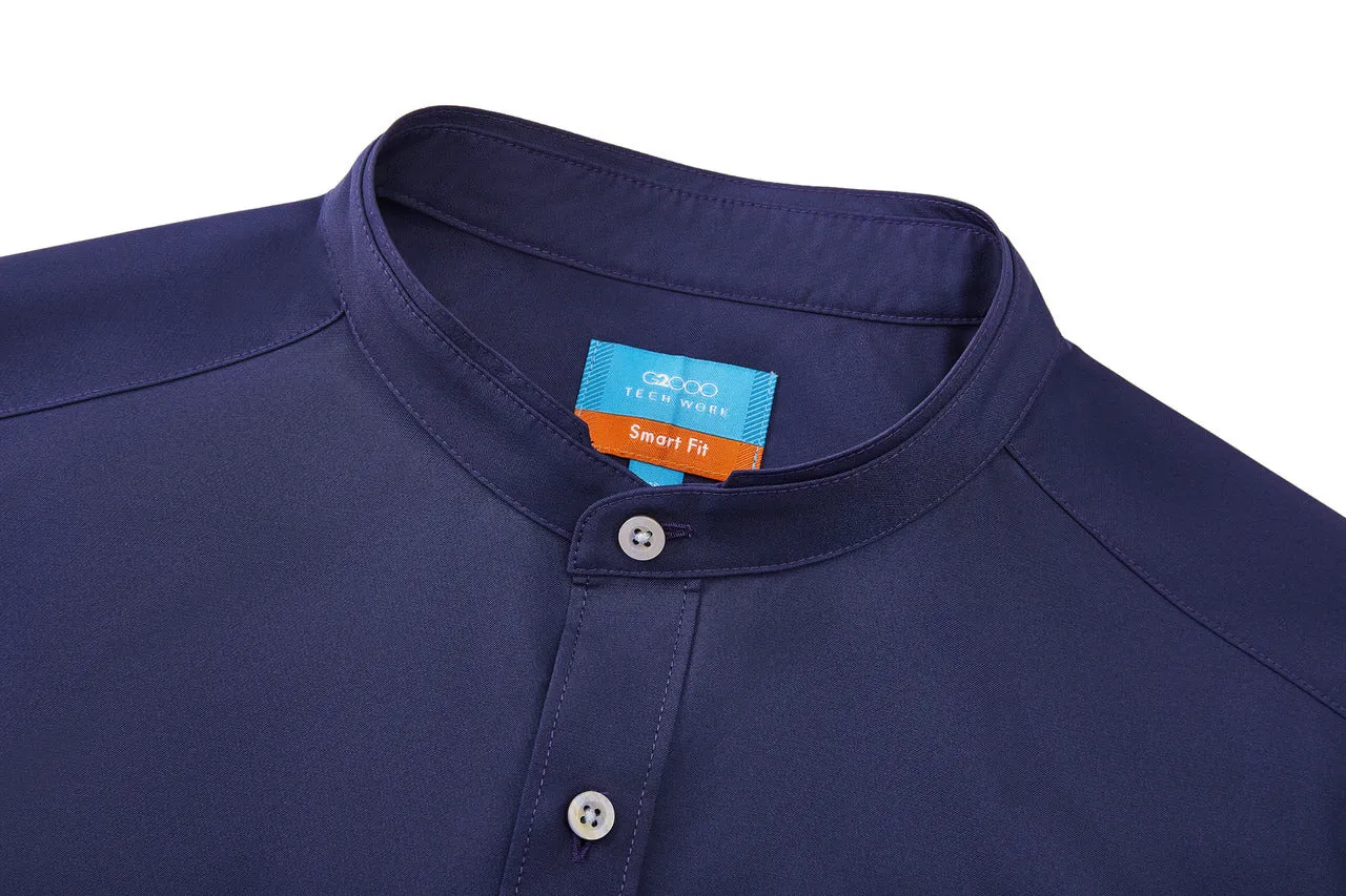Dry Wicking Stand Collar Casual Shirt in Smart Fit Short Sleeve