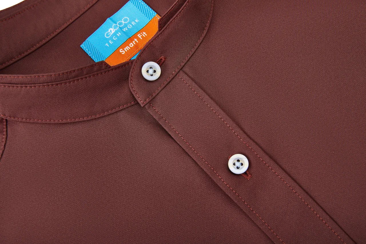Dry Wicking Stand Collar Casual Shirt in Smart Fit Short Sleeve