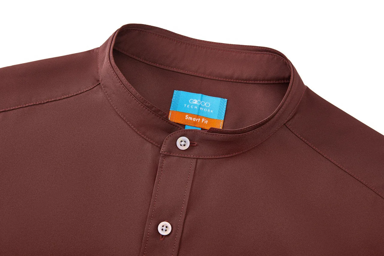 Dry Wicking Stand Collar Casual Shirt in Smart Fit Short Sleeve