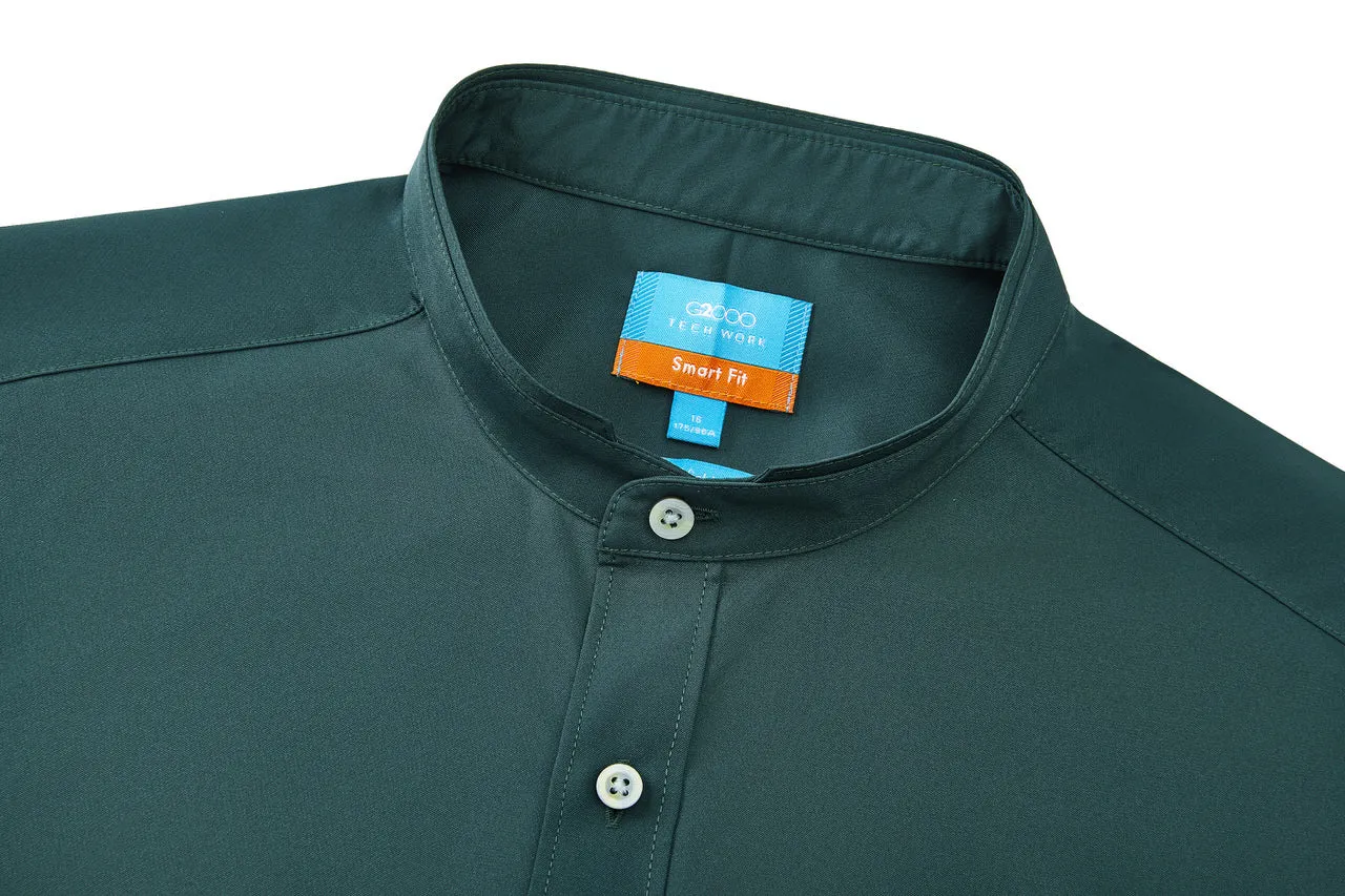 Dry Wicking Stand Collar Casual Shirt in Smart Fit Short Sleeve