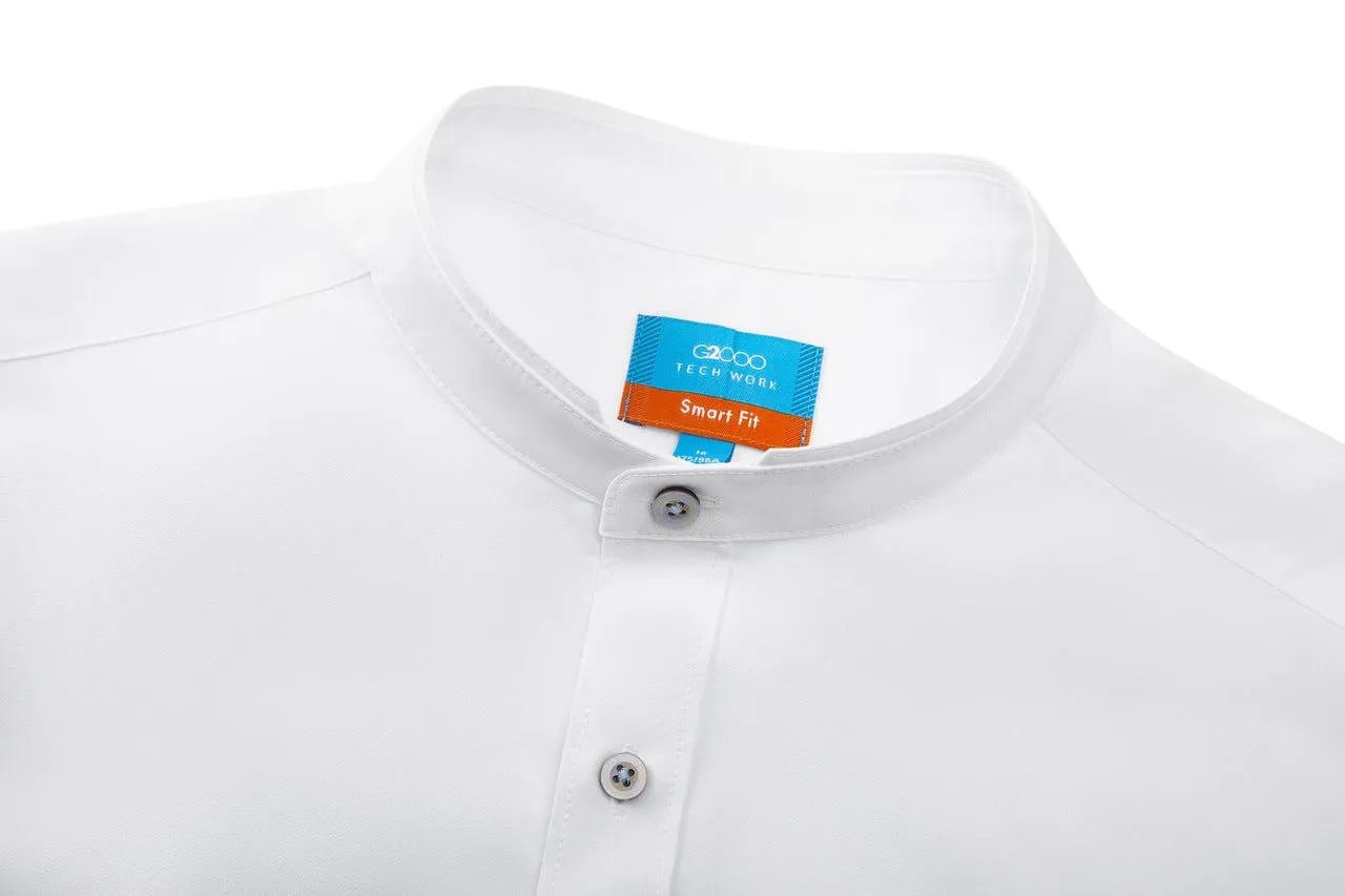 Dry Wicking Stand Collar Casual Shirt in Smart Fit Short Sleeve