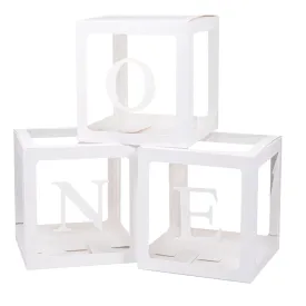 Durable "ONE" Clear Balloon Gift Boxes 3PCS for Party