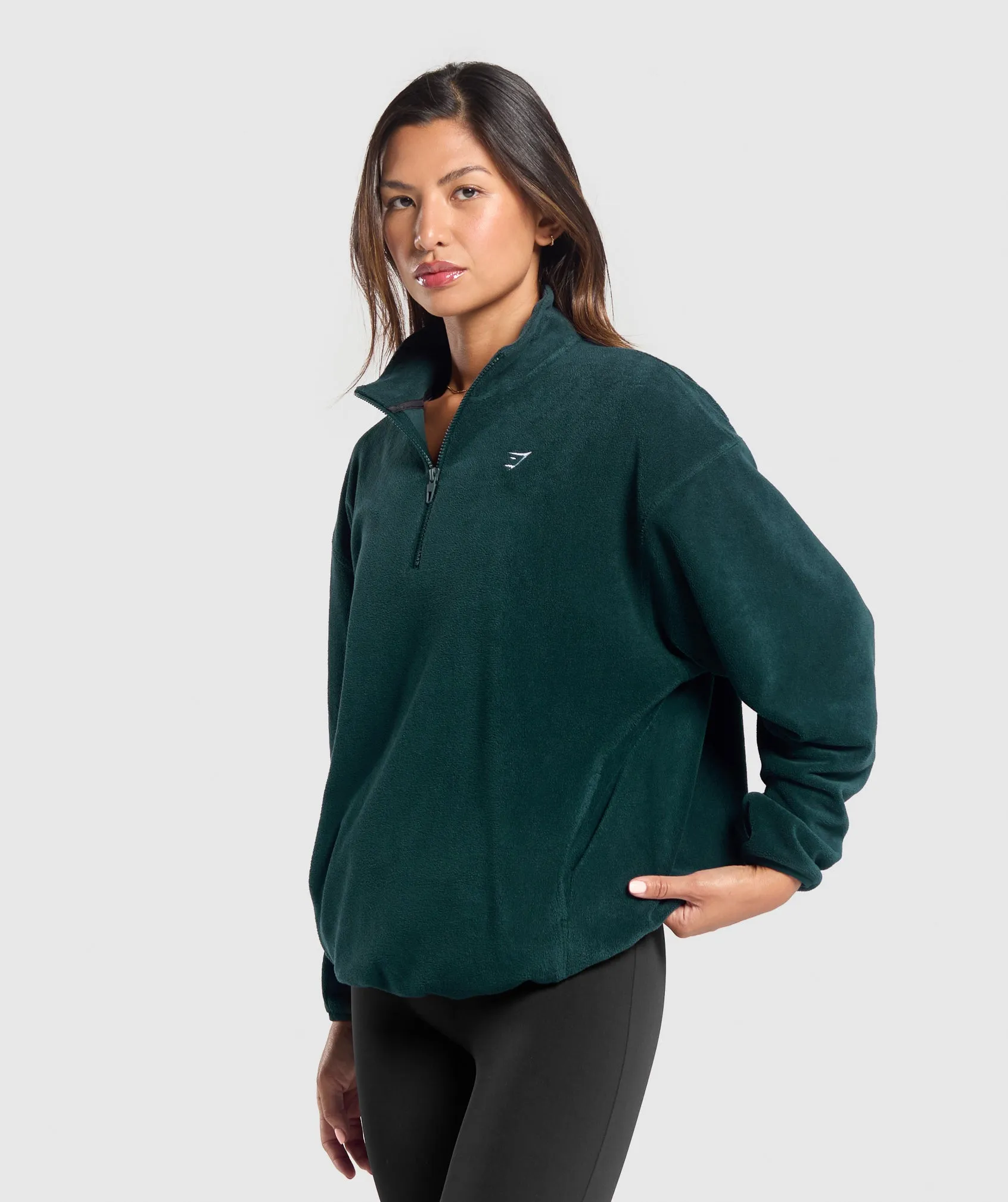 Gymshark Mens Polar Fleece Half-Zip Pullover - Strong Teal Color