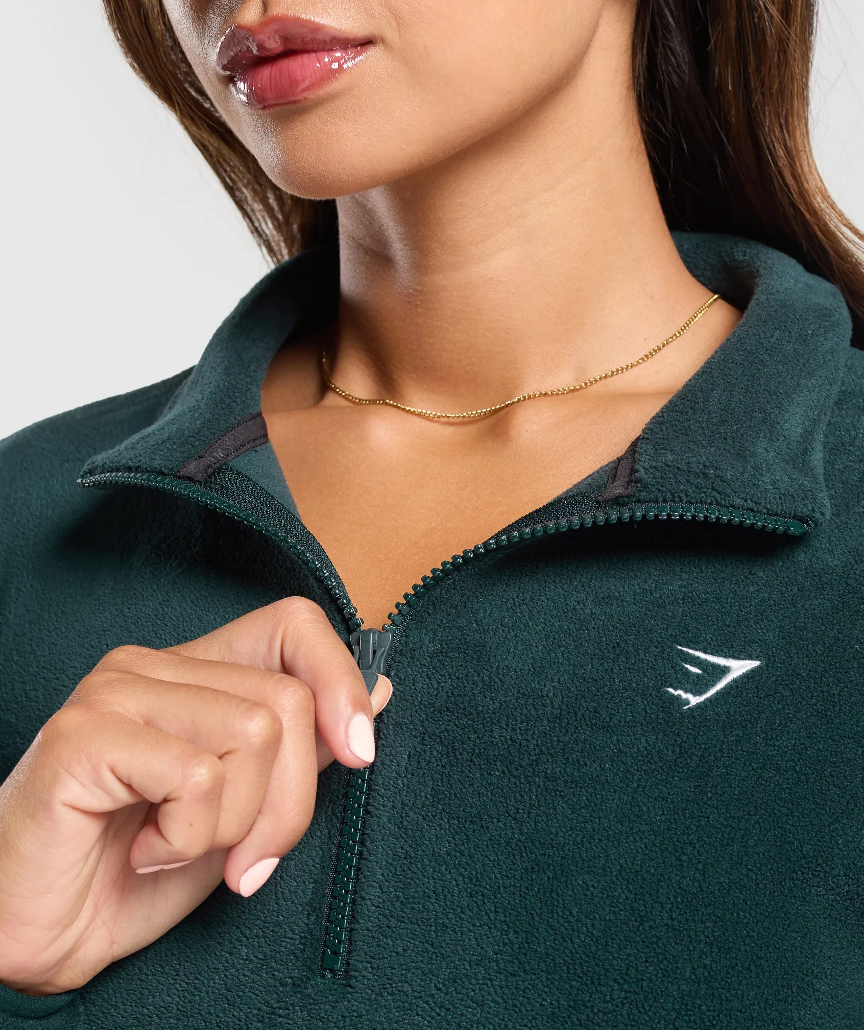 Gymshark Mens Polar Fleece Half-Zip Pullover - Strong Teal Color