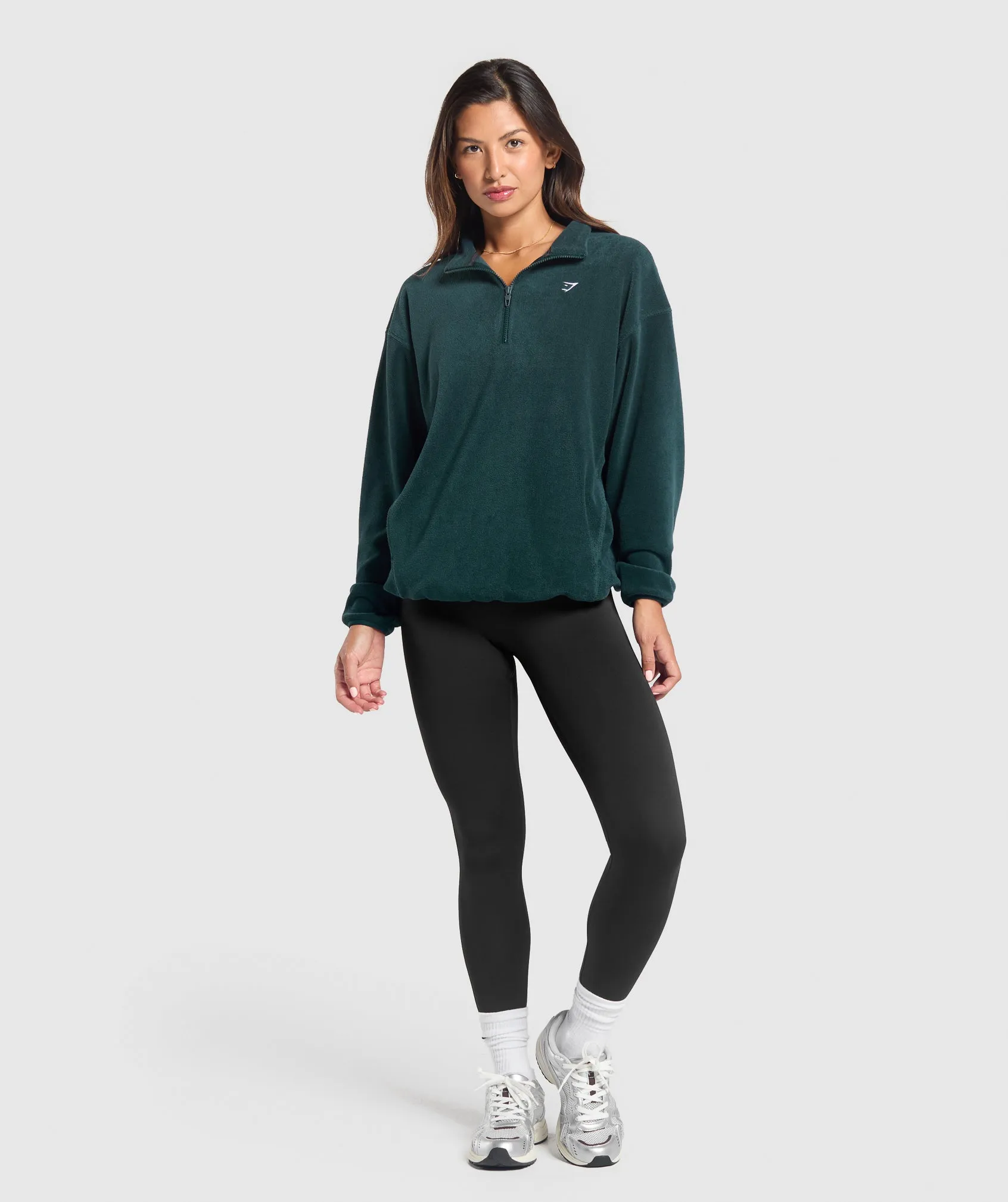 Gymshark Mens Polar Fleece Half-Zip Pullover - Strong Teal Color