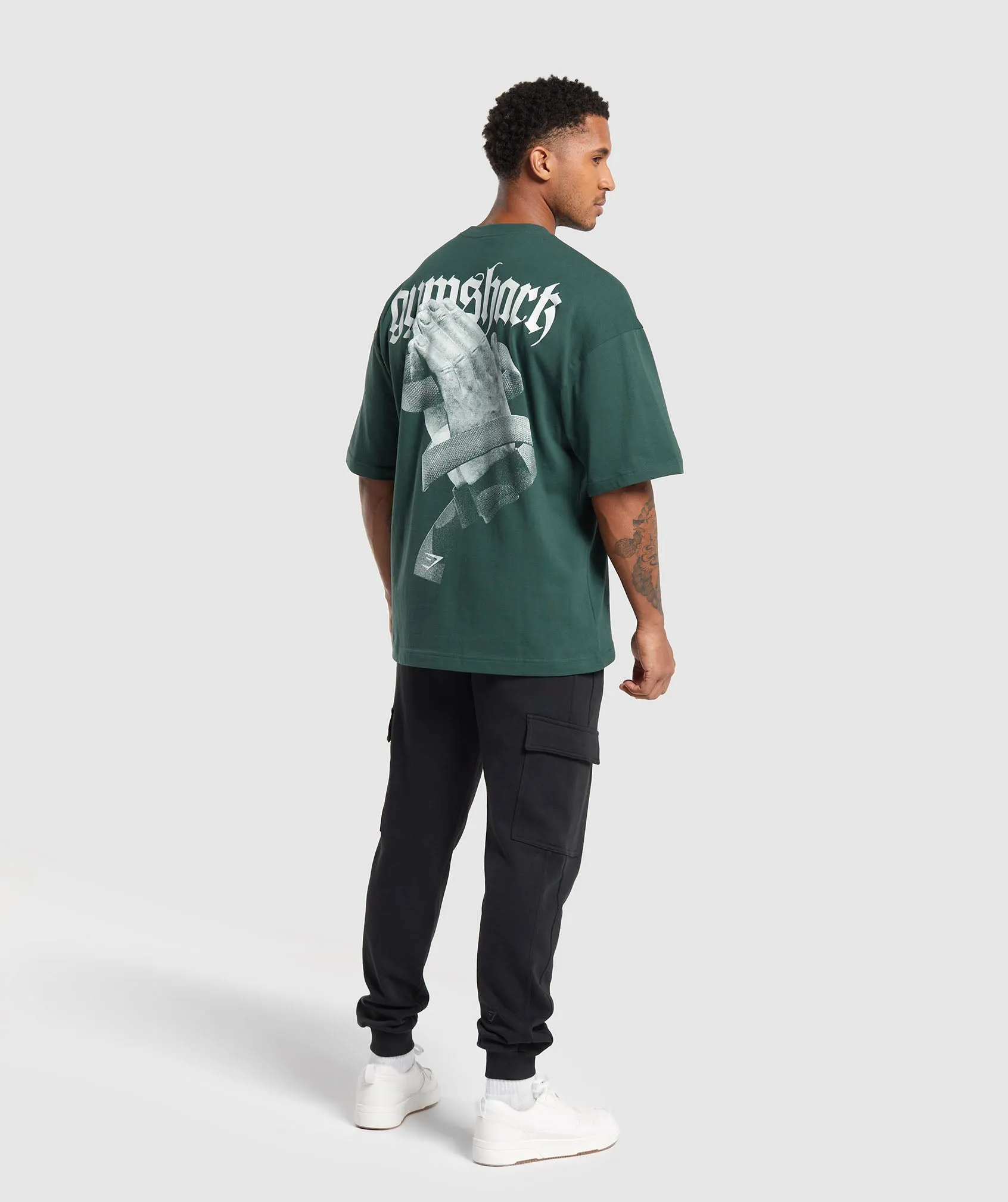 Gymshark Prayer Hands T-Shirt - Fog Green
