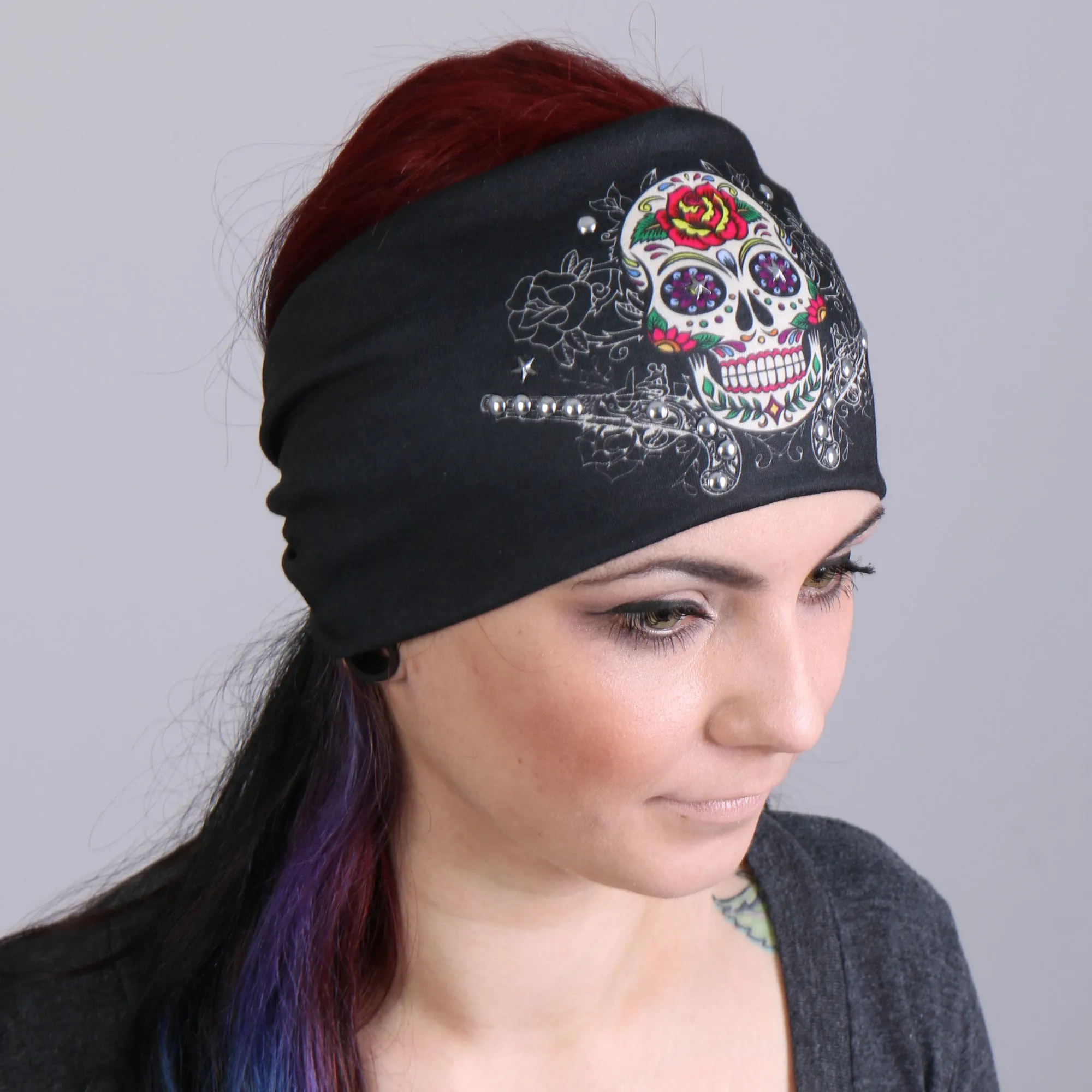 Hot Leathers Sugar Skull Guns EZ Band