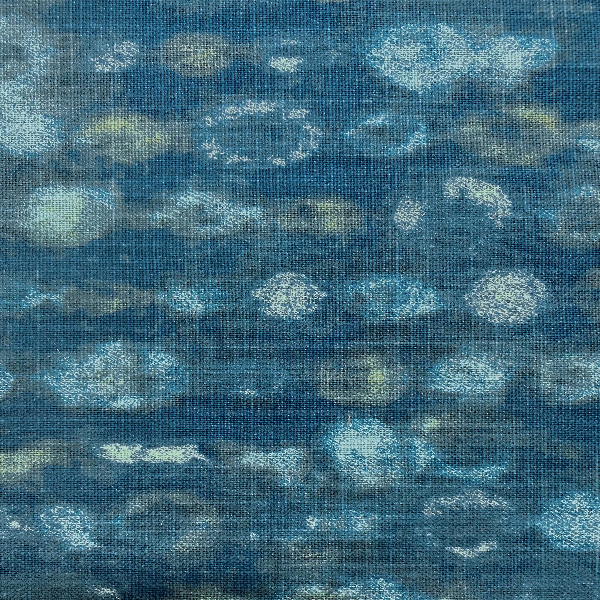 Indigo Modern Abstract 100% Cotton Upholstery Fabric 54"