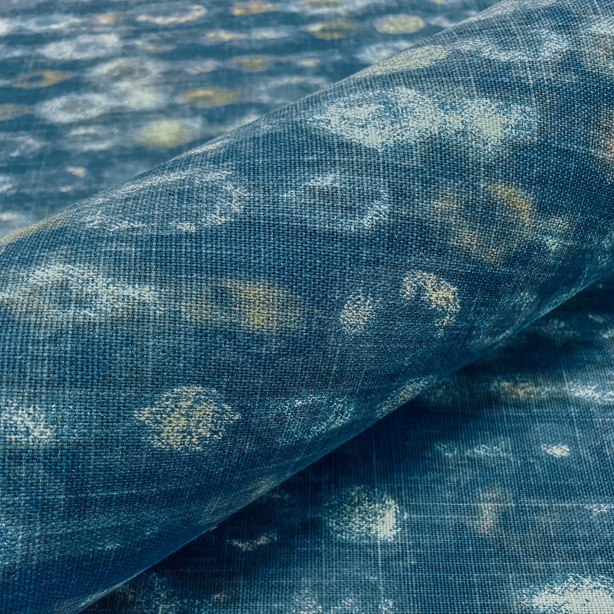 Indigo Modern Abstract 100% Cotton Upholstery Fabric 54"