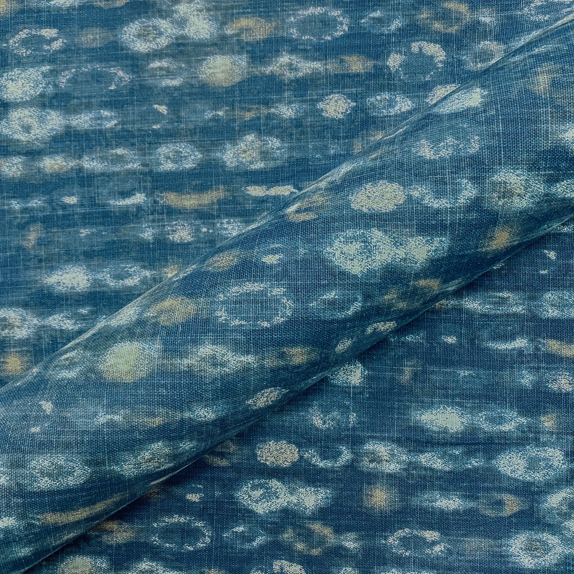 Indigo Modern Abstract 100% Cotton Upholstery Fabric 54"
