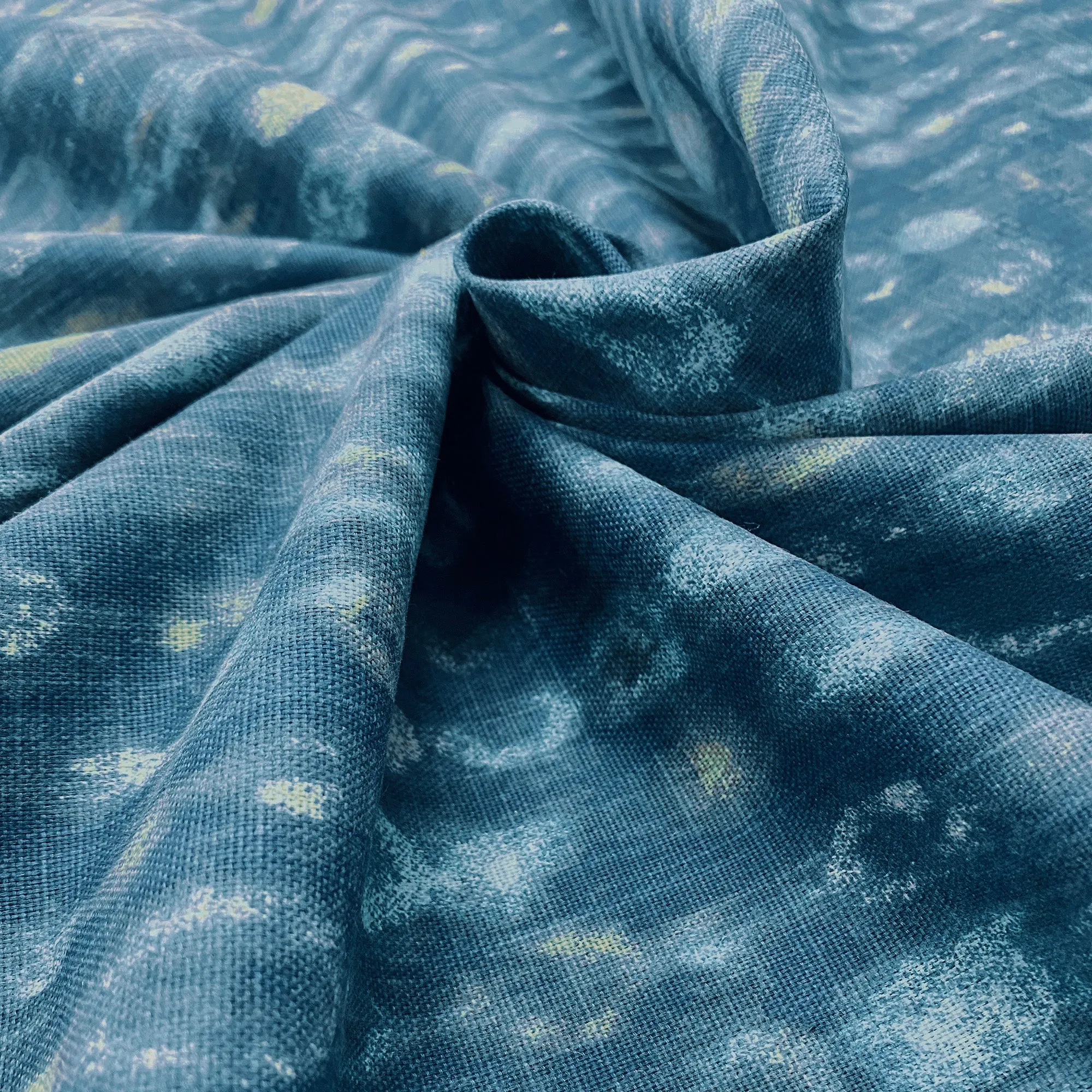 Indigo Modern Abstract 100% Cotton Upholstery Fabric 54"