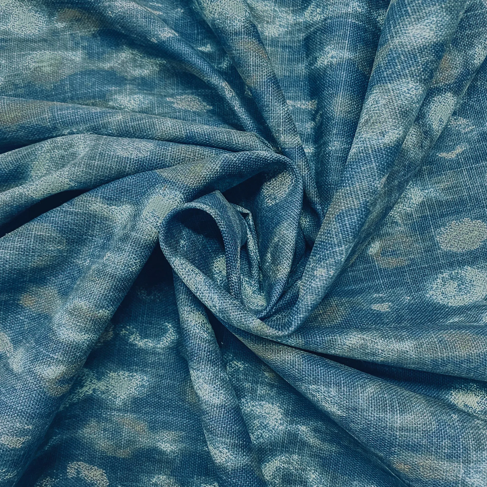 Indigo Modern Abstract 100% Cotton Upholstery Fabric 54"
