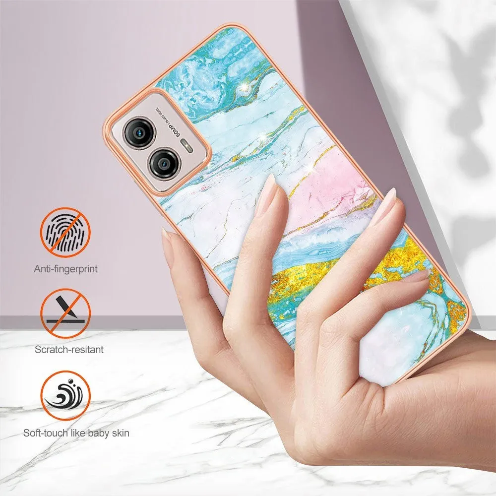 Motorola Moto G53 / G23 / G13 Hybrid Plastik Cover - Blå Marmor