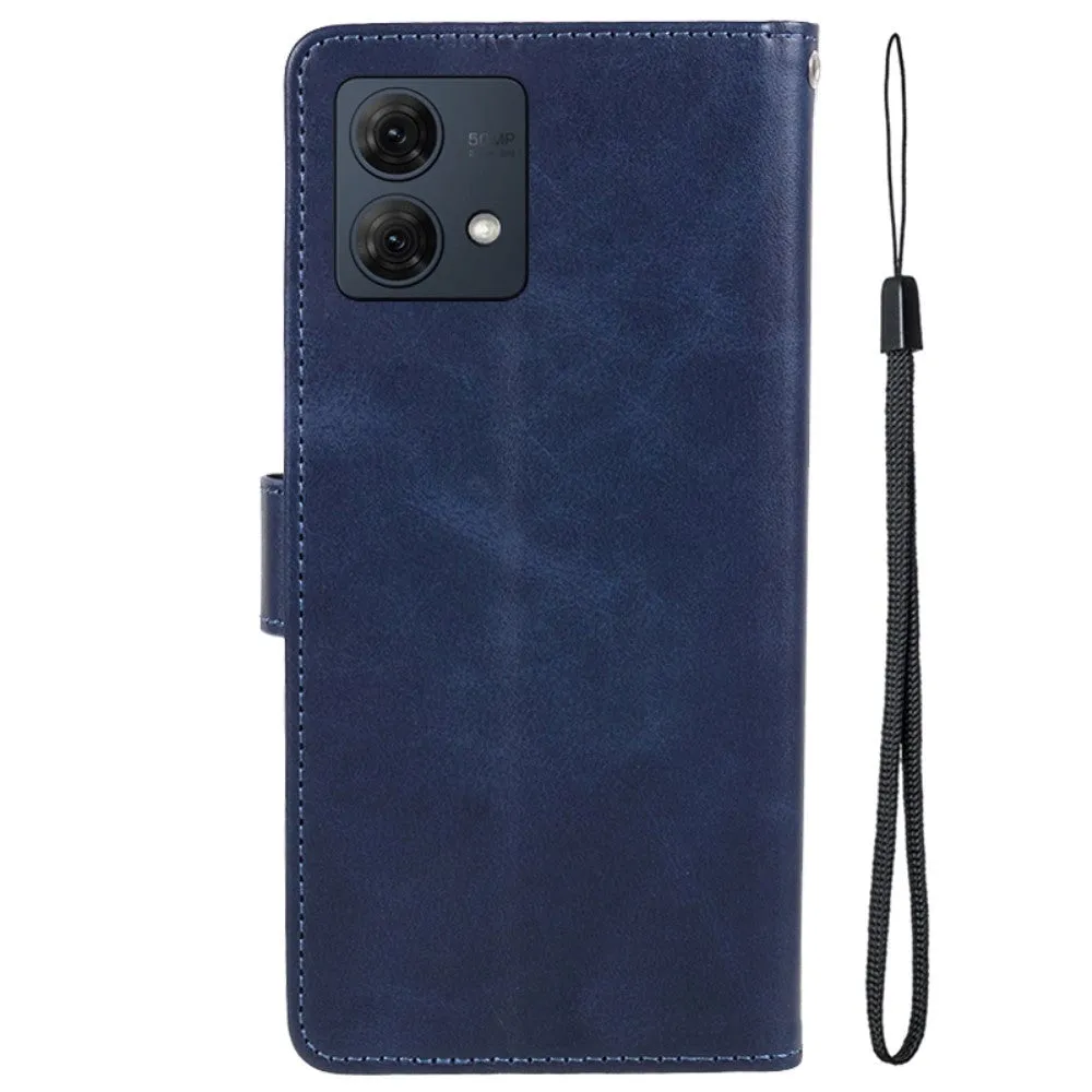 Motorola Moto G84 Læder Cover m. Pung & Strop - Blå