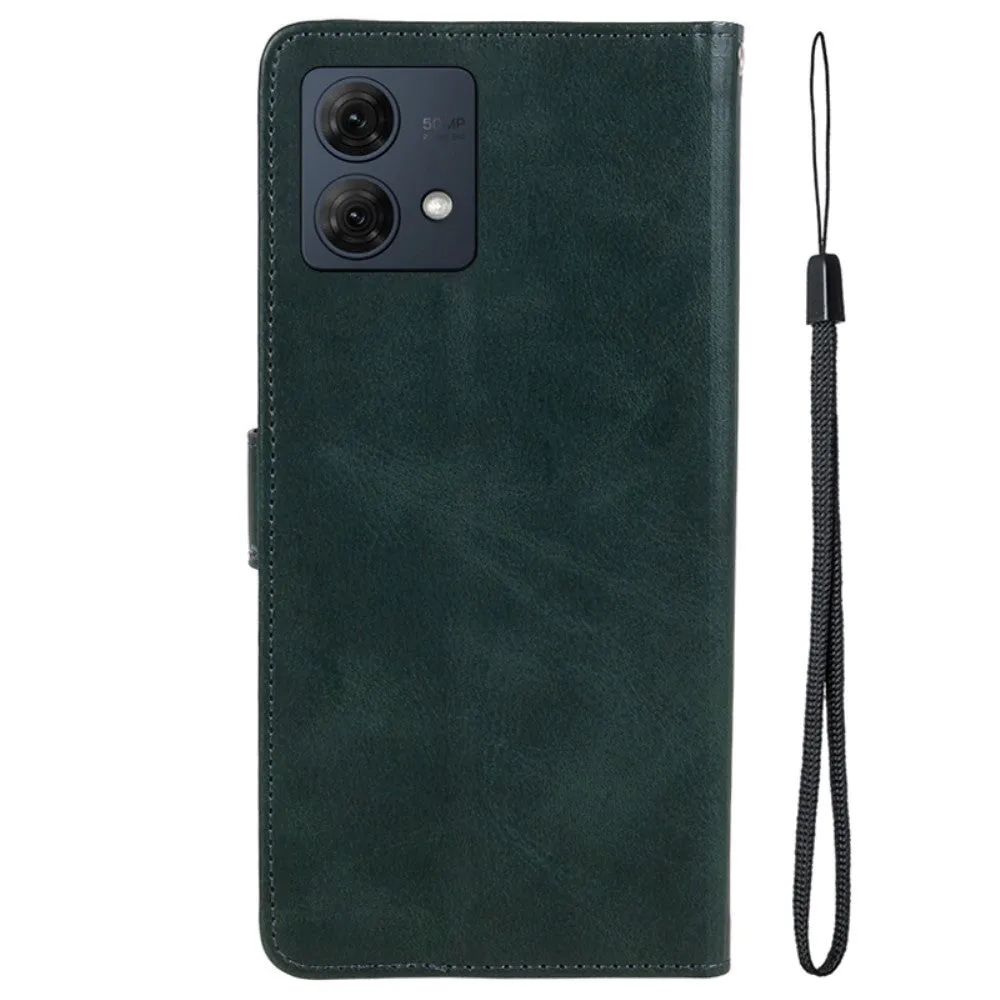 Motorola Moto G84 Læder Cover m. Pung & Strop - Grøn