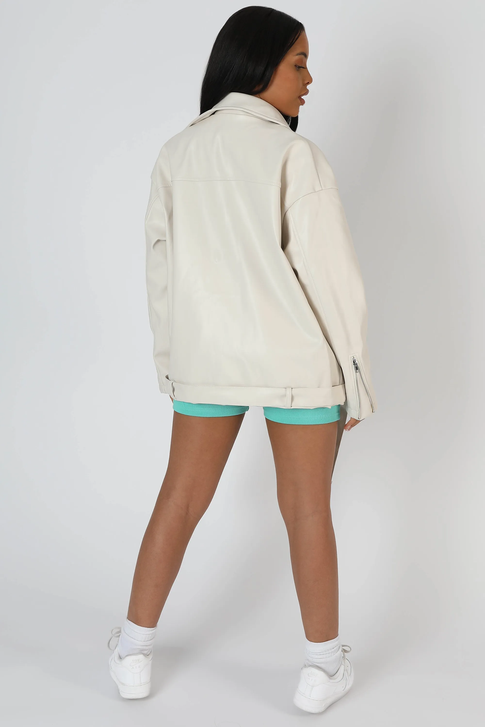 Pu Biker Jacket Stone