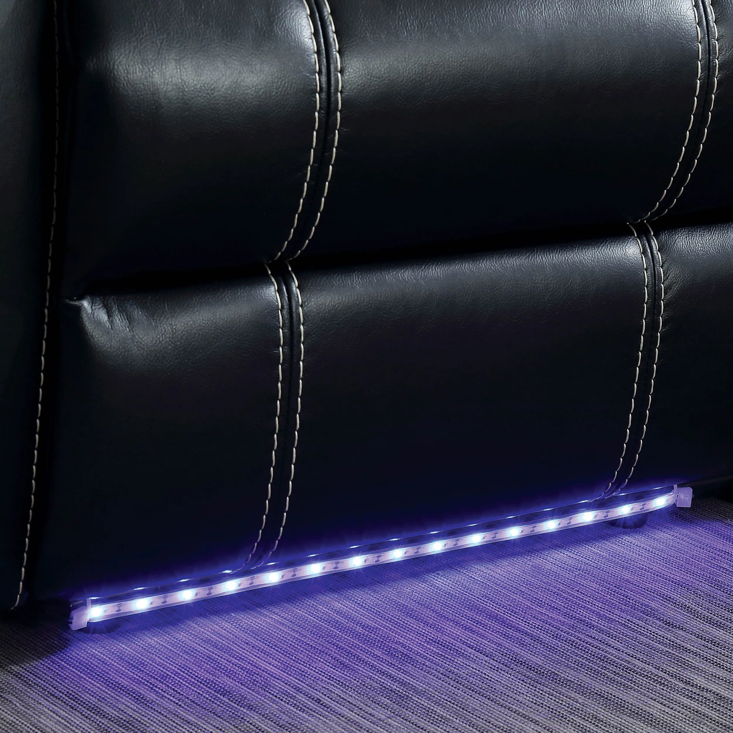 Radina Traditional Black USB Power Reclining Sofa with LED