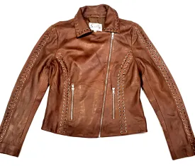 Scully Ladies Mocha Weaved Biker Jacket