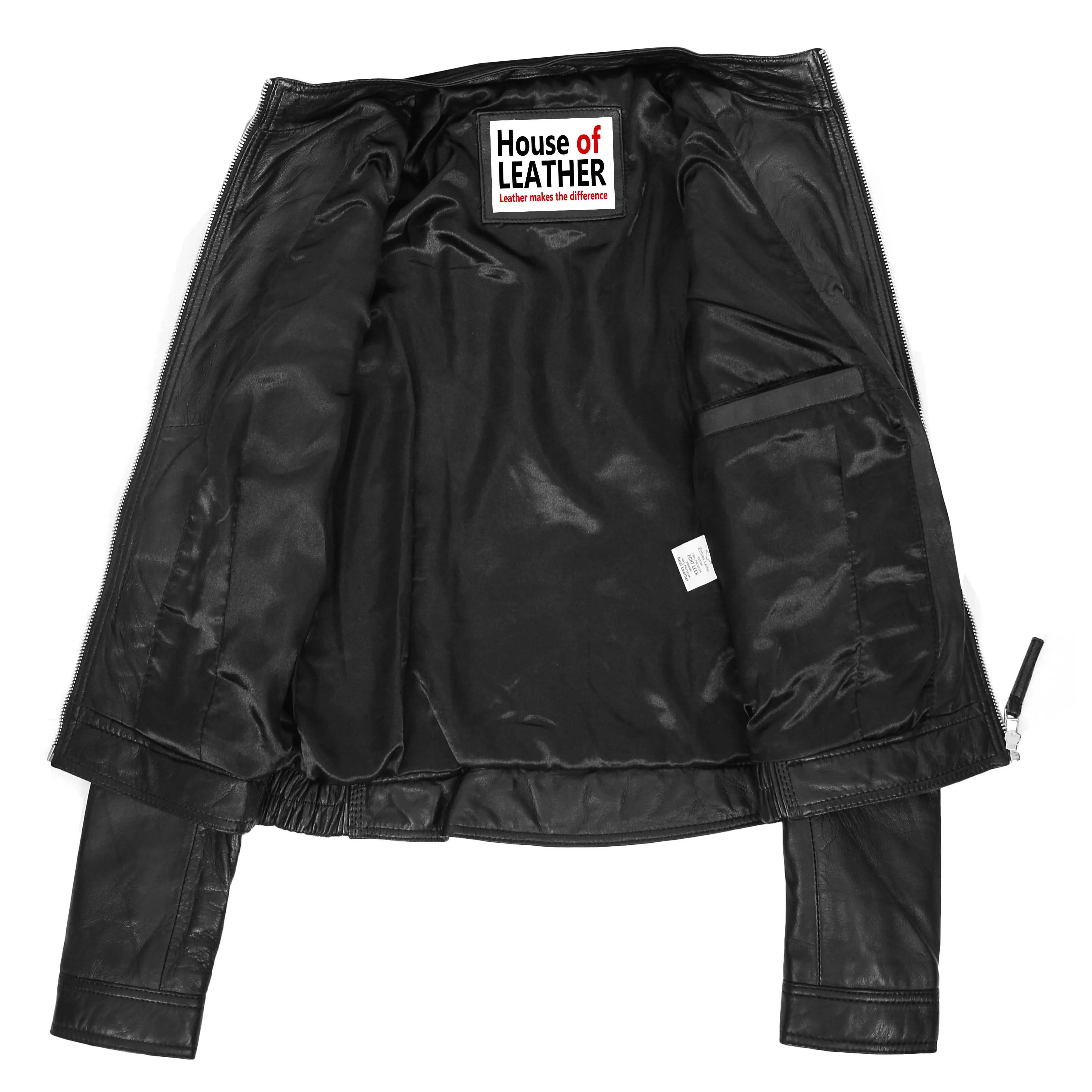 Womens Detachable Hoodie Biker Leather Jacket Lily Black