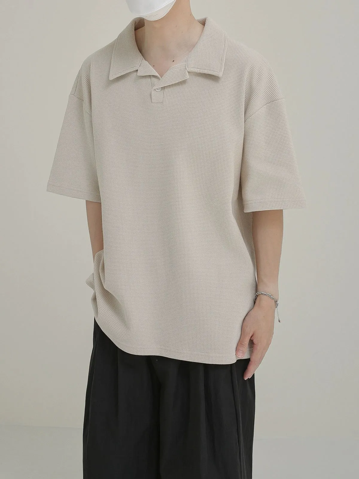 Zhou Waffle Knit Relaxed Fit Polo