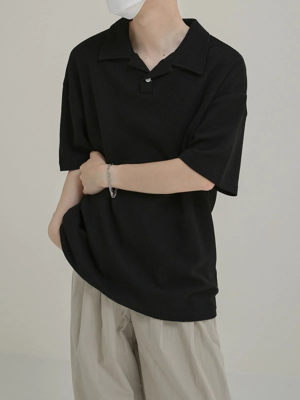 Zhou Waffle Knit Relaxed Fit Polo