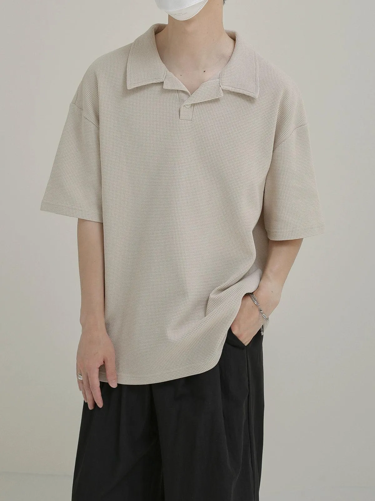 Zhou Waffle Knit Relaxed Fit Polo