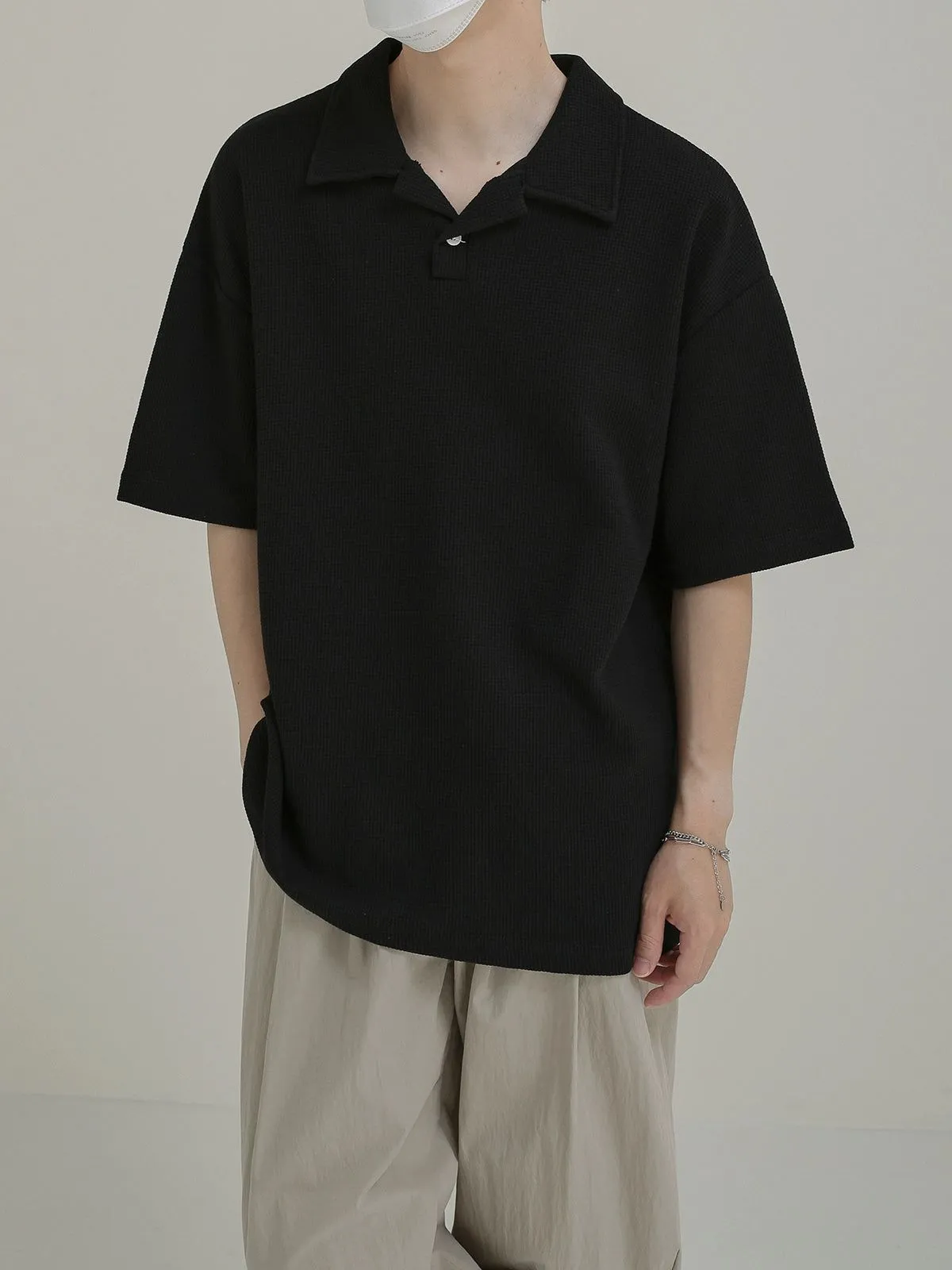 Zhou Waffle Knit Relaxed Fit Polo